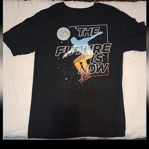 Black Graphic T-Shirt with Futuristic Design